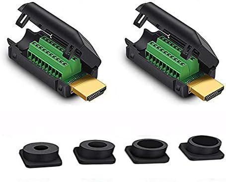 Jienk HDMI Solderless Male Quick Connector, Port Terminal Solderfree Breakout Connector Board with Case Accessories(2 Pack)