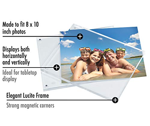 Americanflat 8X10 Acrylic Picture Frame - Clear Picture Frame With Magnetic Corners - Acrylic Photo Frames Stand In Desk Or Table - Soft Microfiber Cloth Included #TOP2