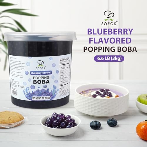 Image of Soeos Blueberry Popping Boba Pearls, 6.6 lbs (3Kg)