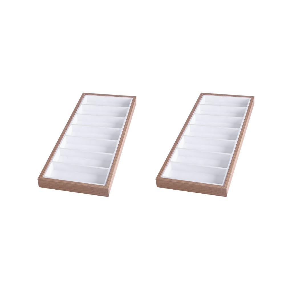 Juego de 2 bandejas apilables para gafas de sol, organizador de almacenamiento, color blanco