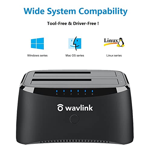 Dock de disco rígido USB 3.0 para SATA Dual Bay de 32 TB, com função de clone offline para discos rí