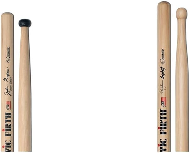 Vic Firth Corpsmaster Signature MULTI-TENOR JOHN MAPES TENOR STICK and Snare THOM HANNUM BEAST Drumsticks (2-Pack)