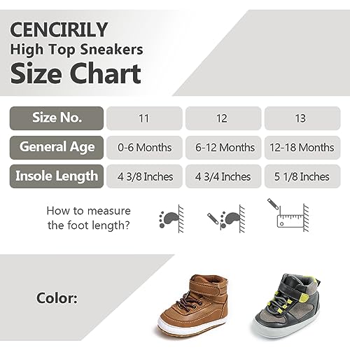 Image of CENCIRILY Baby Boys Girls High Top Sneakers Soft Soles Anti Skid Infant Ankle Shoes Toddler Prewalker First Walking Crib Shoes