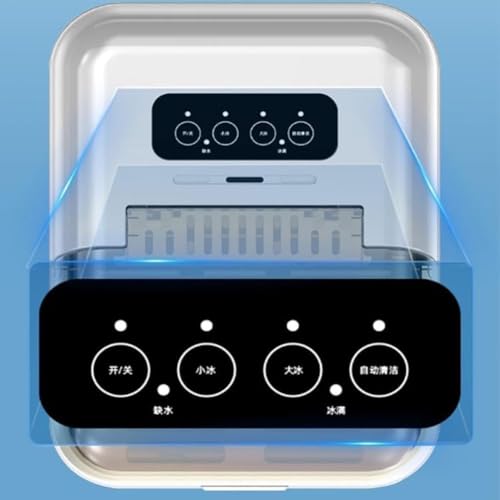 Fabricadora de hielo portátil, dispensador eléctrico de cubos de hielo con función de autolimpieza, cuchara y canasta para hielo, para hogar, oficina, bar y restaurante; máquina de hielo de mostrador con pantalla LED miniatura 5