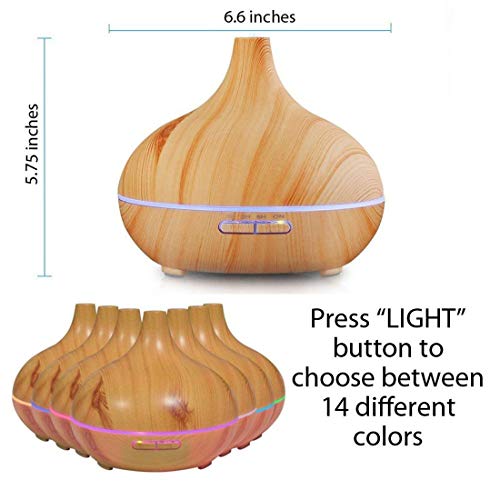 Aroma Essential Oil Diffuser, Joysusie 500Ml Wood Grain Ultrasonic Cool Mist Whisper-Quiet Humidifier With Color Led Lights Changing & 4 Timer Settings, With Remote Control (Brown) #TOP1