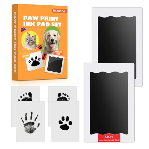 Nabance Huella Perro, Huellas Bebe Recien Nacido, 2 Plantillas y 4 Tarjetas de Impresión, Tinta para Huellas de Perro, No Tóxicas No Mancha Kit Huella Perro, Regalo de Bautizo o Recuerdo Nabance Huella Perro, Huellas Bebe Recien Nacido, 2 Plantillas y 4 Tarjetas de Impresión, Tinta para Huellas de Perro, No Tóxicas No Mancha Kit Huella Perro, Regalo de Bautizo o Recuerdo