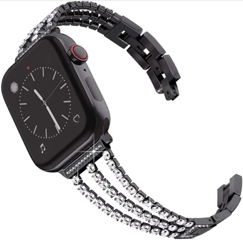 Image of Zitel Bling Rhinestone Metal Band Compatible with Apple Watch Straps for Women Girls Sparkling Shiny Wristbands