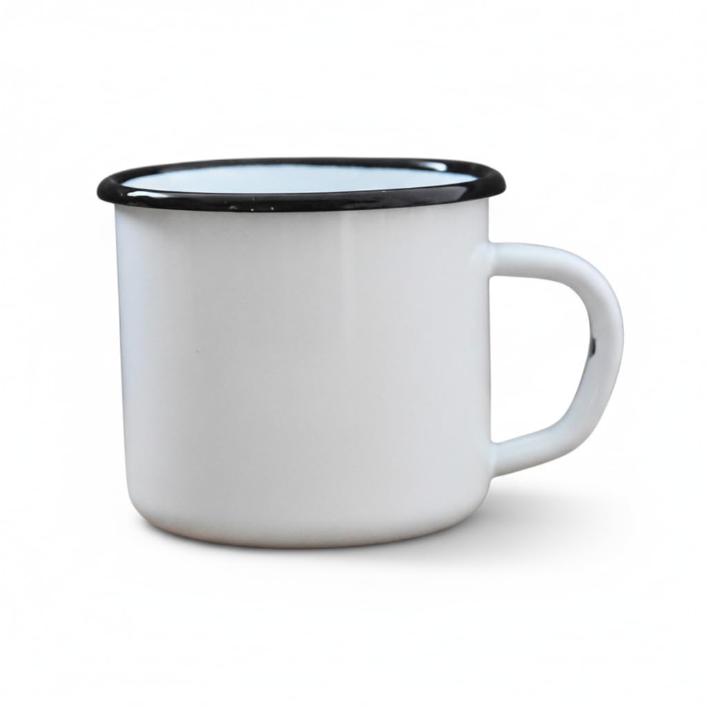 6 Tazas de Metal esmaltado - 250 ml - Blancas