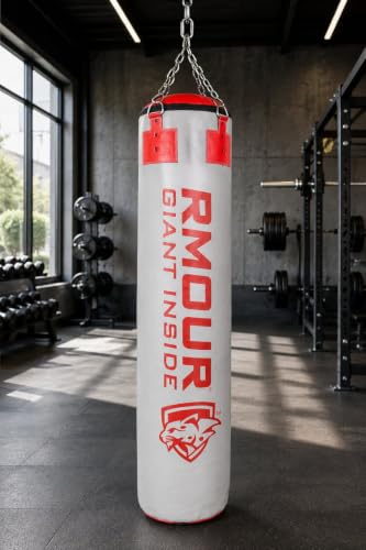 Image of RMOUR Unfilled PU Punching Bag for Boxing MMA Sparring Punching Training Kick Boxing Muay Thai with Hanging Chain (Grey, 5 Feet /155 cms)