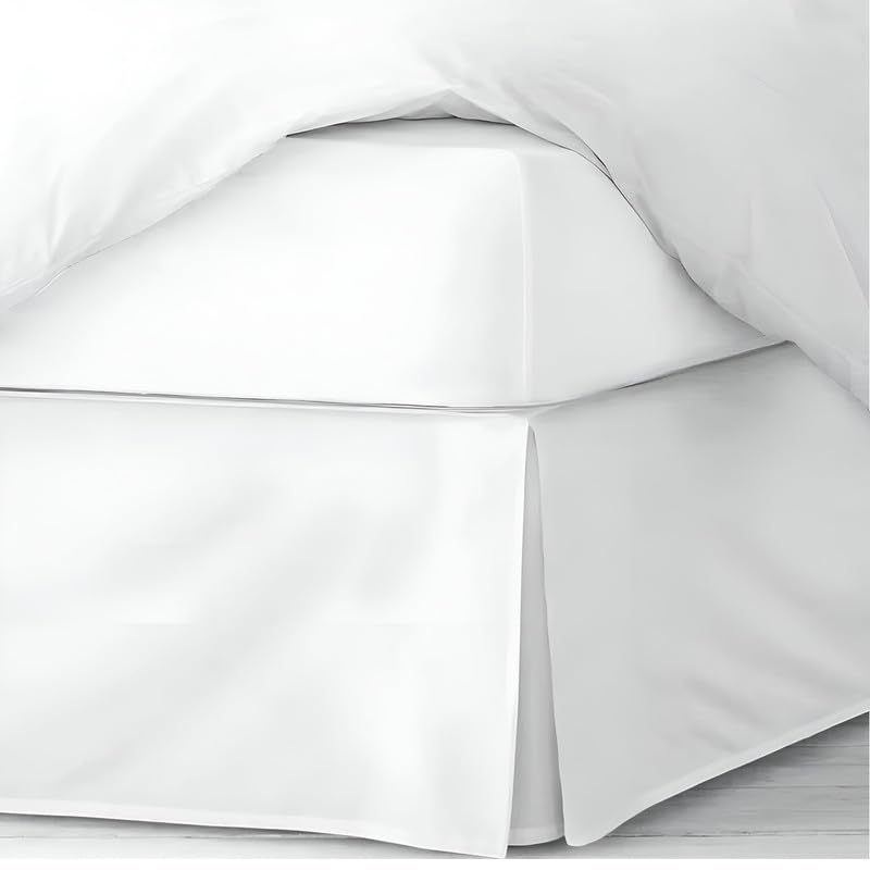 Pleated Bed Skirt (Cal-King Size 72"x84") 18 Inch Drop with Platform Design for Secure Fit, Split Corners, Wrinkle-Resistant Microfiber for Modern Stylish Look, Tailored Bedding Looks - White