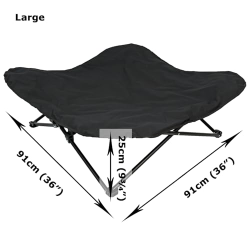 Actiaspet Elevated Dog Bed with Steel Frame and Poly-Cotton Padding, Indoor Outdoor Pet Cot Black (L) - Image 8