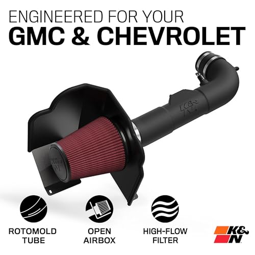 Image of K&N Cold Air Intake System: High-Flow Air Filter, Increase Performance & Towing: Compatible with 2014-2020 Chevy /GMC /Cadillac Silverado 1500, Suburban, Tahoe, Sierra 1500, Yukon, Escalade, 57-3082