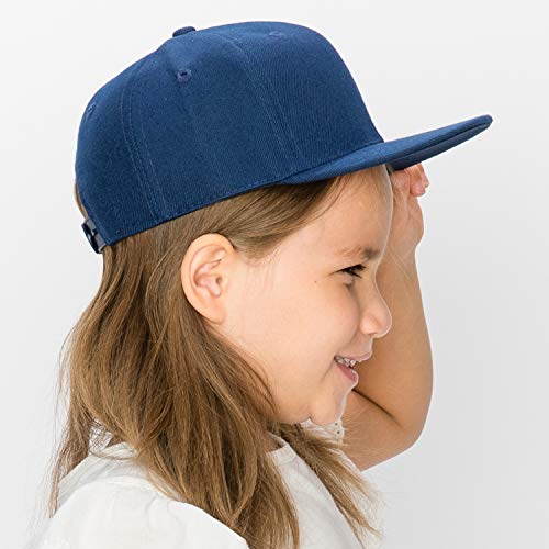Trendy Apparel Shop Infant To Toddler Kid's Plain Structured Flatbill Snapback Cap - Navy #TOP4