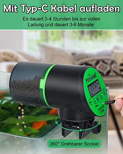 Futterautomat Aquarium, Fische Automatischer Fischfutterspender mit Typ-C Ladekabel, Fischtank 200ml Kapazität – Bild 6