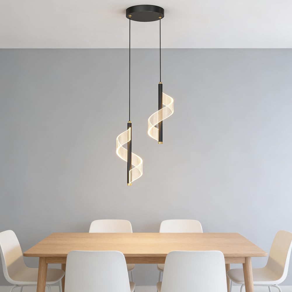 LED Moderno Luci sospese 8W Regolabile 3 temperatur Colori 3000K/4500K/6000K, Camera da letto lampada a sospensione comodino luce pendente lampadario Per soggiorno sala da pranzo (Nero B)