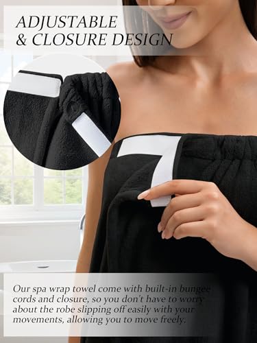 Image of Towel Wrap For Women After Shower,Plush Bath Robe Female,Sauna Spa Wrap Around Towels With Pockets