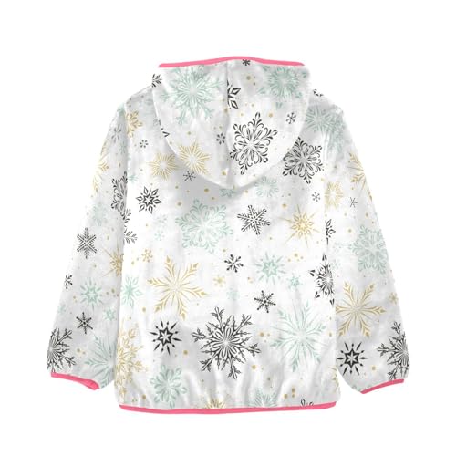 OTVEE Christmas Blue Gold Snowflakes Kids Hoodie Jacket Fall Spring Full Zip Warm Outwear Coat2