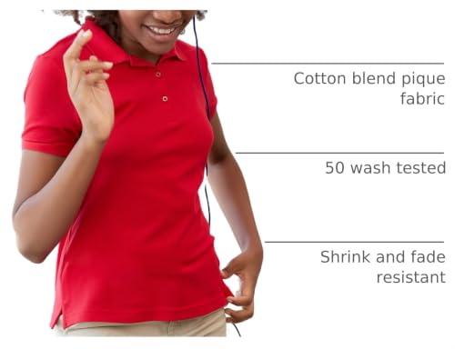 Image of French Toast Girls' Short Sleeve Stretch Pique Polo Shirt