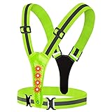Fusiontec LED Reflective Harness Vest for Night Running Walking Cycling, High Visibility Warning 8 Lights Make You Visible Safe & Seen, Adjustable Elastic Safety Gear for Men Women Kids