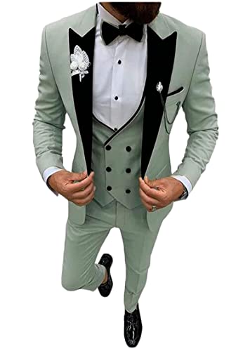 Costume 3 pièces à revers cranté pour homme - Smoking à simple boutonnage - Pour mariages,...