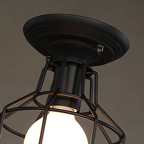 Lámpara Industrial de techo E27 con jaula decorativa de hierro y estilo moderno 2