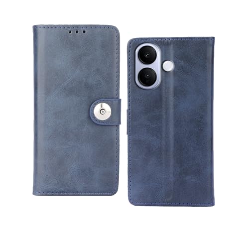 Image of amazon basics Vivo V60 Lite 5G Flip Cover | Card Pockets Wallet & Stand | Flip Cover for Vivo V60 Lite 5G (Blue Button)