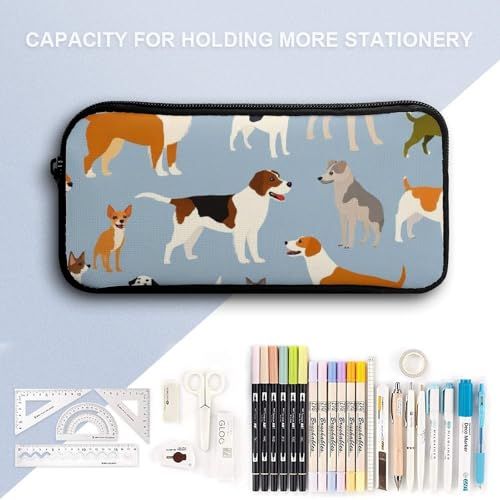 3PCS Backpacks Set, Large Capacity Travel Daypack 17 Inch Cute Different Dogs Insulated Lunch Bag Lightweight Compact Pencil Pen Case4