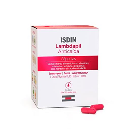 ISDIN Lambdapil 180 Cápsulas Anticaída del Cabello,Duración 3 meses,Complemento Alimenticio para la caída Ocasional del cabello,con vitaminas,minerales y extractos de plantas para un pelo saludable