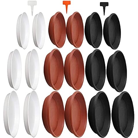 HBSTK 18 Pack Plant Saucers,urable Thicker Plastic Plant Trays for Indoors and Outdoor, Plant Saucer Drip Trays (15CM / 20CM/25CM, Black,White,Brown) Cover