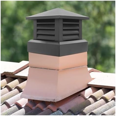 Square Aluminum Alloy Chimney Cap - Fireplace Air Backflow Preventer, Durable Flue Cover for Existing Chimney Tile, Weather-Resistant & Easy to Install
