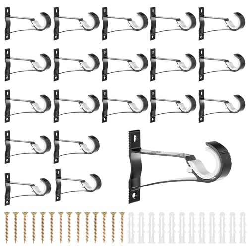 BOHUIZ Set of 20 Heavy Duty Curtain Rod Bracket and Hooks, Heavy Duty Curtain Rod Holders Curtains...