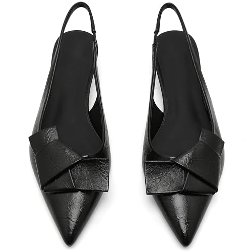 Women's Kitten Heels Black Pumps Dress Shoes Low Heel Wedding Slingback Pointed Toe Bridal Shoes4