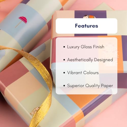 Image of Be Stories The Abstract Colorful Design Wrapping /Laminated Art Paper Sheet 100 Gsm For Gift Packing For All Occasions Like Birthday, Diwali, Chirtsmas, 28 Inches X 20 Inches Of 5-Sheets,Multicolor