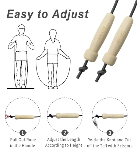 Jump Rope for Women Men Kids, EGOSKY Adjustable Wooden Handle Skipping Rope for Adult Boys Girls Fitness Exercise Outdoor Activity - Image 5