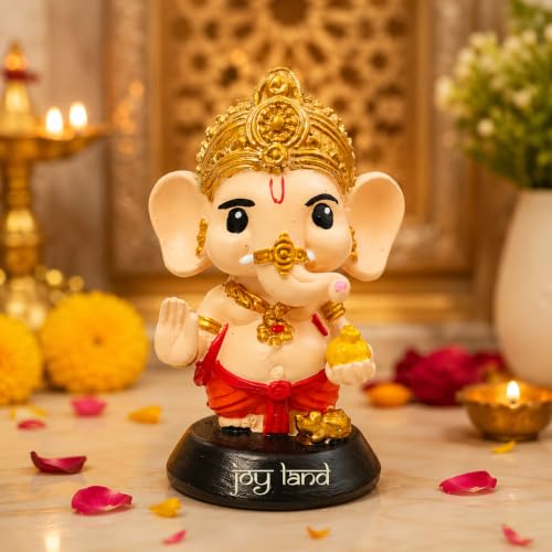Image of JOY LAND Bal Ganesha Idol for Car Dashboard, Home Mandir & Office - 4 Inch