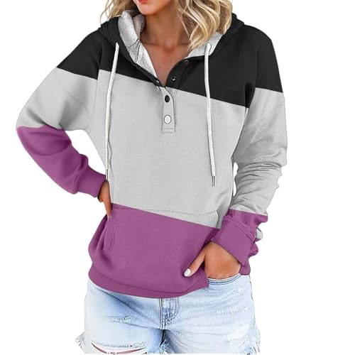 Sweat à capuche géométrique femme WWricotta ample et confortable au quotidien