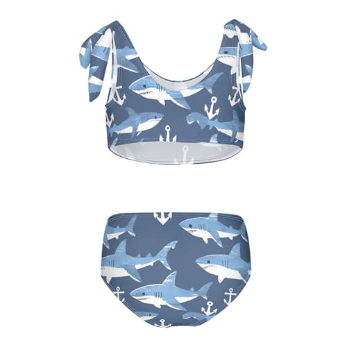Wusikd Sharks Girls Swimsuits Two Piece White Anchors Swimwear Bikini Set for for Girls Size 3T2