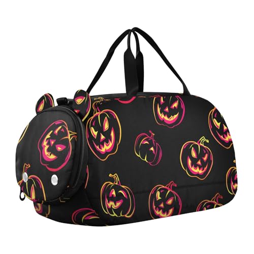 Duffle Bag for Boys or Girls with Shoes Compartment, Halloween Pumpkin A Sports Travel Bag Overnight - Main Image