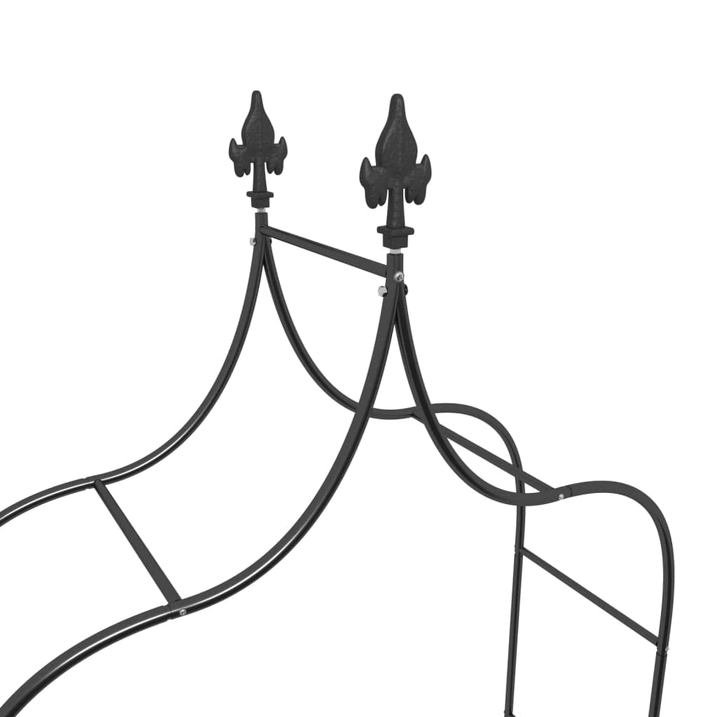 Archi da giardino, 2 pezzi, in acciaio verniciato a polvere, nero, 120 x 38 x 260 cm, punte decorative per decorazione romantica da giardino, arco per rose in metallo stabile per piante rampicanti