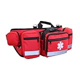 MYDAYS OUTDOOR First Aid Fanny Pack Bag,First Aid Bags Empty,Lifeguard Hip Pack,Portable Medical Bag,Trauma Bag with Reflective Strip Great for Hiking,Camping and Outdoor Sports (Red)