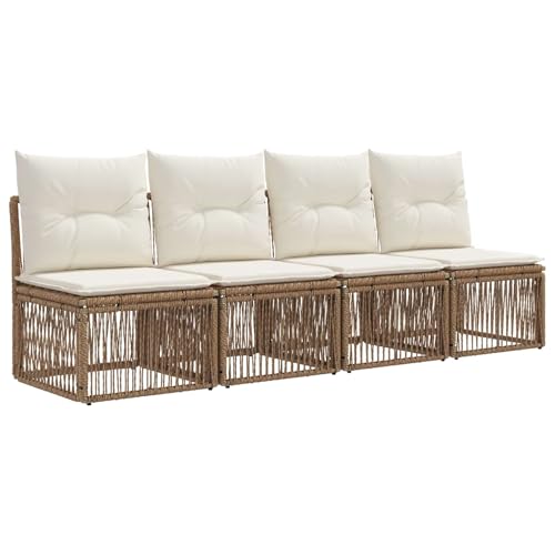 Sofa exterior de esquina de acero con ratán beige e impermeable para terraza 7