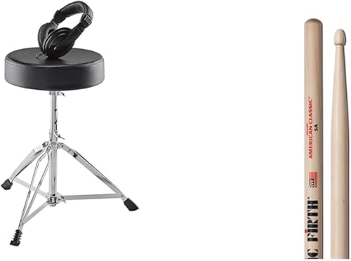 Alesis Drum Essentials Bundle Paquete completo de accesorios de batería eléctrica que incluye un trono de batería y auriculares en la oreja y