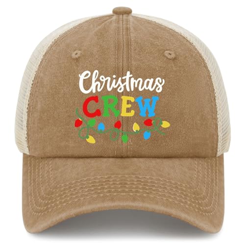Christmas Crew Matching Family Xmas Hat for Mens Fashion Washed Distressed