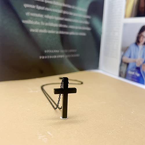 Zmanyijew Cross Choker Necklace For Women,Personality Faith Cross Pendant Necklace For Man,Stainless Steel Cross Chain Religious Gift For Teen Girls Boys (Black) #TOP6
