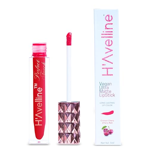 Image of H'Avelline Perfect Touch Velvet Matte Liquid Lipstick - Crimson Cherry Red | Highly Pigmented | Lightweight Smooth Texture | Transfer Resistant | Long Lasting Hydrating Formula