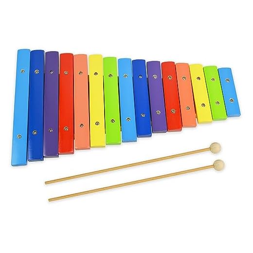 A-Star Xilófono soprano diatónico de 15 notas, colorido, arco iris de madera, con dos batidores de madera, G5 a G7
