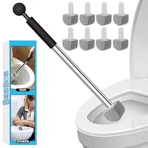 Pumice Stone Toilet Bowl Cleaner Toilet Deep Cleaning,Bathroom Cleaner Brush Toilet Wand Refills with Long Handle for Remove Hard Water Stains with 1 Wand+ 8 Pumice Stones