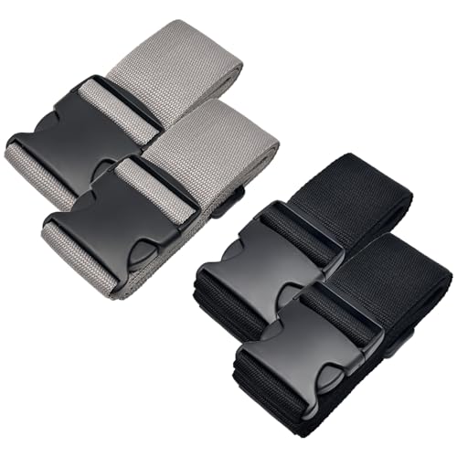 Image of 4PCS Luggage Straps for Suitcases TSA Approved Suitcase Strap Travel Belt for Luggage Black and Grey YY003