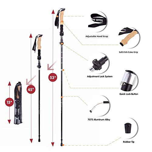 Bastones de senderismo AWANG telescópicos con estructura plegable de carbono y aluminio 2