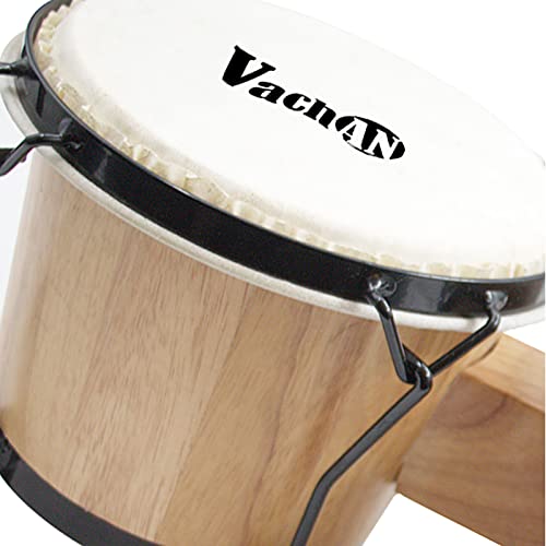 VACHAN Bongo Drums 6” and 7” Percussion Instrument Bongos for Adults, Tunable Wood and Metal Drum with Padded Bag and Tuning Wrench,Natural Finish